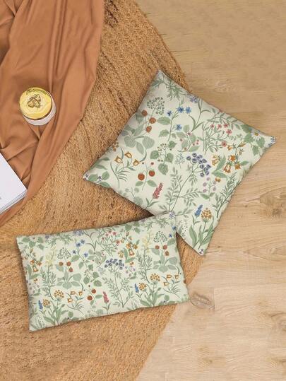 2pcs Spring/Summer Home Decor, Lovely Floral Design, Multiple Sizes, Throw Pillow Covers, Decorative Cushion Covers, Living Room Decor, Sofa Decor, Valentine's Day Gift For Him/Her, Sofa Cushion Covers, Car Seat Cushion Covers