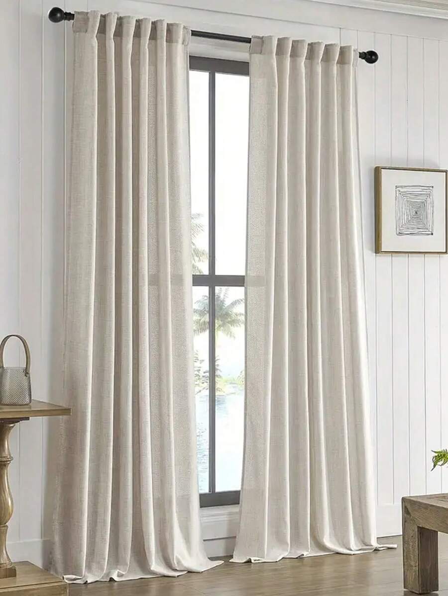 100% Blackout Shield Linen Blackout Curtains For Bedroom 72 Inches Long,Back Tab/Rod Pocket Living Room Drapes,Thermal Insulated Textured Blackout Curtains 2 Panels Set,50" W X 72" L,Cream - 1PC - View 1
