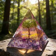 Stonehaven Tree Of Life Orgone Pyramid, Natural Energy Peridot Amethyst Orgonite Crystal Healing Pyramid, For Reduce Stress, Balance Chakra, Meditation Attract Luck, Accumulate Wealth Health (6cm) - Multicolor - View 5