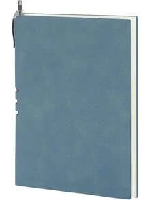 A5サイズ PUレザーソフトカバー ノートブック 120枚（240ページ） 100gsm 無地刷 背表紙ペン差し付き オフィス・学習・ギフト (ネイビー, A5) - ブルー - チェックする 11