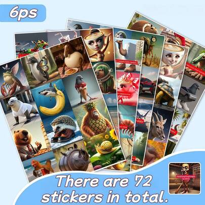 6pcs Creative Shanhaijing Stickers, Interesting Decorative Stickers For Tablets, Textbooks, Funny Patterns Scrapbook Supplies Stationery Funny Stickers