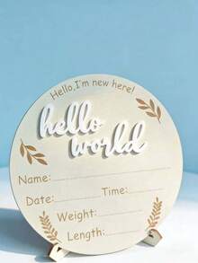 Đồ trang trí chụp ảnh kỷ niệm ngày sinh bằng gỗ "Hello World" cho bé, bảng đánh dấu sự phát triển bằng gỗ, thích hợp làm quà tặng trong tiệc mừng bé chào đời, dành cho bé trai và bé gái. - Nhiều màu - Xem 5