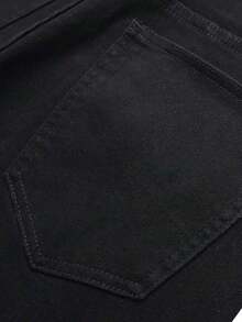 Stretch Denim Jeans, Men's Straight Fit Daily Slim Fit Jeans, Cotton Fabric Slant Pockets, Versatile - Black - View 5