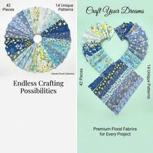 14 Designs - 100% Polyester Fabric Precut Strips, 42pcs 2.5" X 20" Fabric Strips Suitable For Sewing, Crafts And Quilting, Classic Blue - Blue - View 8