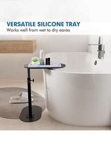 浴室梳妆台托盘，带皂碟架 - 11.8 英寸硅胶台面托盘，可用于放置皂液器、香水、珠宝、蜡烛、化妆品、装饰品、马桶水箱托盘、厨房调料托盘（可放调料、盐、咖啡等）。 - 多色 - 查看 6