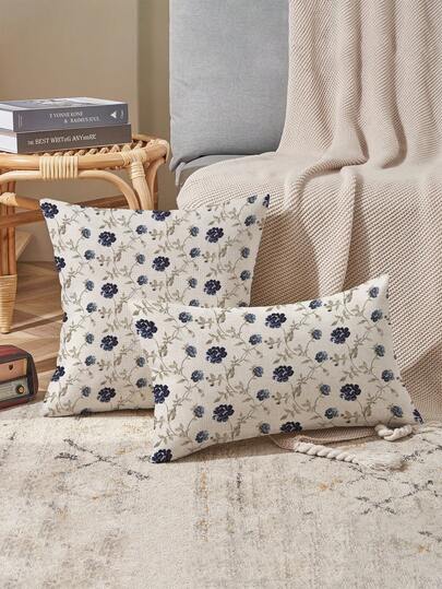 2pcs Spring/Summer Home Decor, Floral Design, Multiple Sizes, Throw Pillow Covers, Decorative Cushion Covers, Living Room Decor, Sofa Decor, Valentine's Day Gift For Him/Her, Sofa Cushion Covers, Car Seat Cushion Covers