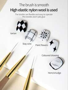 5-Piece Ultra-Fine Nail Art Detail Brush Set - Brown. These Fine Drawing Brushes Are Used To Create Delicate Lines. They Are Easy To Use, Made Of Soft Material, And Are Suitable For DIY Nail Art. Odorless Professional Nail Art Tools And Supplies, Suitable For Professional Nail Technicians And Beginners. A Great Gift For Women, Especially For Christmas. - Multicolor - View 4