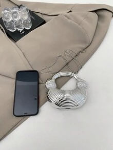 Túi xách mini nữ cao cấp màu vàng kim, dây đeo dệt sang trọng, ví cầm tay dự tiệc, phụ kiện thời trang độc đáo, ví đựng tiền xu nhỏ xinh dành cho phái nữ. - Bạc - Xem 8