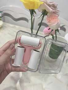 1pc Mini Lint Roller With Refillable Sticky Sheets, Portable Lint Brush High Adhesive Pet Hair Remover - 1 Handle + 3 Replacement Parts - View 4