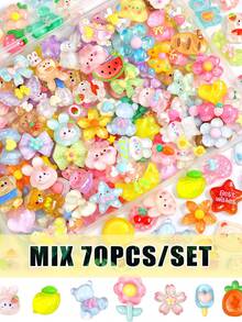 10/30/70pcs Cute Slime Decoration Set - Japanese Style Resin Flat Decorative Pieces, Suitable For Crafts, Mini Decorative Phone Cases, Scrapbooking And DIY Decoration (Multi-Color) - Kawaii Mix Style - View 9