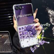 Bow-Knot 1pc Women's Foldable Phone Case, Bow Decor, Simple Rhinestone, With Matching Lanyard, Popular, Cute, Transparent Style, Thin, Lightweight, TPU Transparent Case Compatible With Samsung Galaxy Z Flip7, Galaxy Z Flip7 FE, Galaxy Z Flip6, Galaxy Z Flip5, Galaxy Z Fold7, Z Fold6, Z Fold5, Z Fold4, Purple, Champagne, Pink - Multicolor - View 14