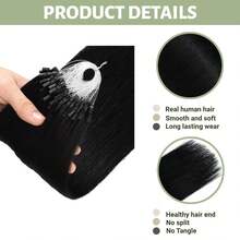 Straight Micro Loop Real Human Hair Extensions Microlink Micro Ring Link Hair For Women 30g/Pack 30 Strands Micro Beads Hair Extensions Silk Straight Human Hair Extensions - Natural Black - View 3