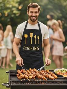 Adjustable Waterproof And Oil-Proof Kitchen Apron With Pockets, Suitable For Cooking And Chef Use, Unisex Design, Minimalist And Elegant - Multicolor - View 1