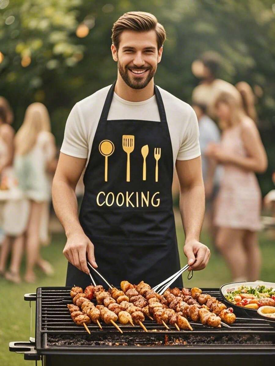 Adjustable Waterproof And Oil-Proof Kitchen Apron With Pockets, Suitable For Cooking And Chef Use, Unisex Design, Minimalist And Elegant - Multicolor - View 1