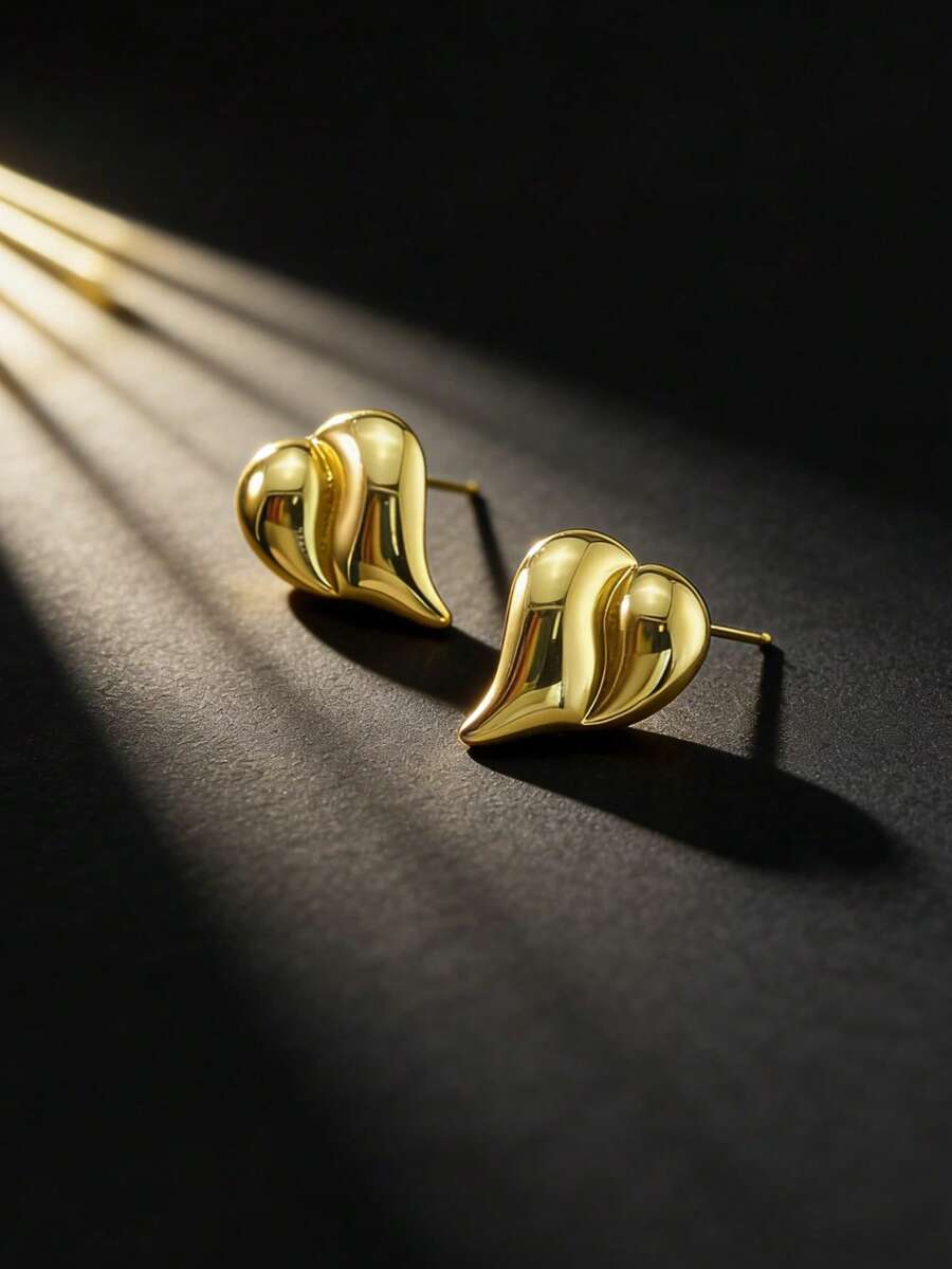 French Retro Gold Foil Earrings, Light Luxury Style Stainless Steel Earrings And Gold Jewelry, Exquisite And Versatile Earrings, Stainless Steel Rust-Proof Jewelry, Suitable For Daily Gatherings, Weddings And Events - Multicolor - View 1