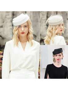 HIMESPORT 2026 女士草编贝雷帽，带面纱网装饰，适合派对、下午茶、教堂婚礼、新娘、鸡尾酒会等场合。 - A - 查看 18