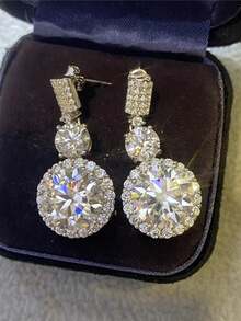 1 par de pendientes románticos de gota con circonita cúbica para mujeres, para boda, compromiso, aniversario, fiesta, joyería, regalo del Día de San Valentín - 1# - Ver 2