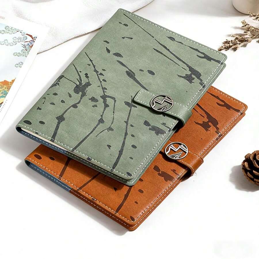 Cuaderno de anillas A5 con impresión, libreta de oficina para reuniones de negocios, cuaderno de alta gama con impresión - Libro estampado verde A5 - Ver 1