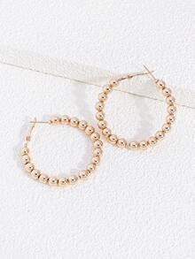 1 Pair Exaggerated Fashion Beaded Large Hoop Earrings, Unique Gift For Women - Gold - View 3