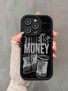1pc Black Stylish "Time Is Money" Personalized TPU Thick Shockproof Phone Case Compatible With Iphone 11/12/13/14/15/16/13 Pro Max/14 Pro Max/16 Plus/17 Pro Max/17 Air, Street Style Protective Cover For Men - 型號2(1台) - 查看 4