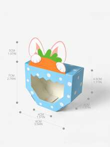 10pcs/1pc Creative Rabbit Peeking Carrot Transparent Window Gift Box, 3D Rabbit Ear Design Atmosphere, Transparent Window For Easy Display, Thick White Cardboard Material, Birthday Party Favors, Mini Size Compact And Exquisite, Suitable For Chocolates, Candies, Small Toys, Jewelry, Bath Bombs, Baked Goods Packaging, Multi-Scenario Gift Box - Rabbit Ears With Blue Polka Dots - View 11