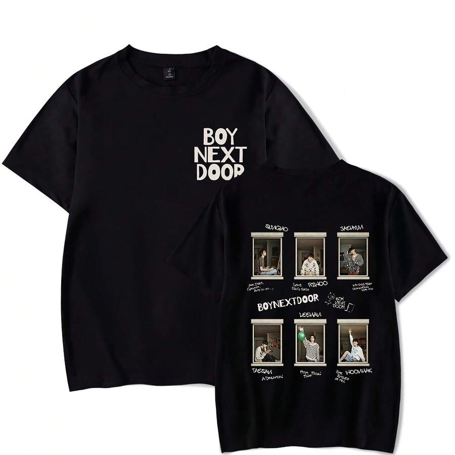 BOYNEXTDOORs Cosplay Merch KPOP Tour T-Shirt Short Sleeve Women Men Summer Tee Top Tshirt - 黑色 - 查看 1