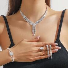 3pcs Luxury Rhinestone Jewelry Set: Necklace, Earrings, Suitable For Women's Daily Wear - Multicolor - View 5