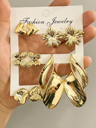 10 قطعة من الأقراط النسائية الأنيقة الخفيفة الوزن ذات تصميم عناصر متعددة من الصدف والنجمة البحرية والزهرة خماسية البتلات من مادة CCB، مناسبة للارتداء اليومي طوال العام، سلسلة المحيط السميكة، أقراط منخفضة الحساسية للنساء