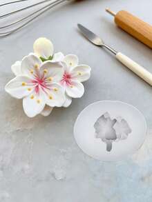 DIY Peach Blossom Flower Shaped Silicone Mold Cement Gypsum Resin Casting Mold Handmade Aromatherapy Soap Candle Cup Decoration Candle Holder Plaster Crafts Mold Concrete Clay Mold 3D Floral Design Home Decor Mold Ornament - White Silicone Mold - View 3