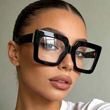 cabecade 2pcs/Set Extra Large Square Reading Glasses, Fashionable Leopard Print Computer Readers For Women, +1.0 To +4.0 Magnification - clear - View 4