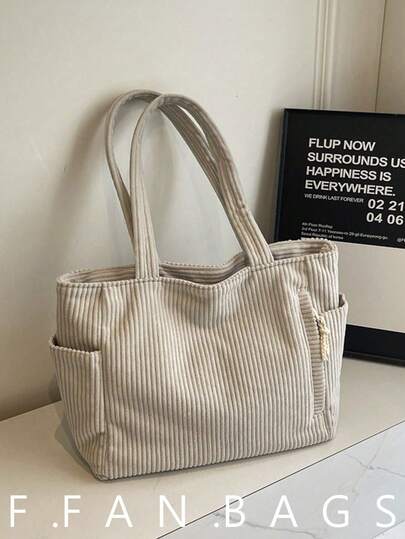 Large Capacity Solid Color Tote Bag, New Shoulder Bag, Backpack, College Bag, Beach Bag, Teacher Gift Shopping Bag, Back To School Tote, Zipper Backpack, Teacher Bag, Large Tote Bag, Travel Essential