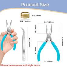 KLONKEE 4件套迷你珠宝钳工具套装，包括2把平口钳、1把弯嘴钳和1把珠宝镊子，适用于珠宝制作、小型开口环、链条维修和金属丝弯曲工艺。 - 彩色 - 查看 4