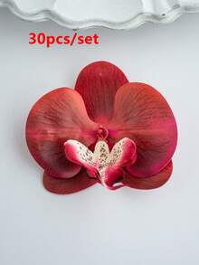 1个/6个/30个仿真蝴蝶兰花头，3.9英寸PU材质仿真蝴蝶兰花，批发仿真蝴蝶兰花头，适用于婚礼花束装饰、DIY手工、新娘派对、摄影道具 - 紅色 - 查看 6