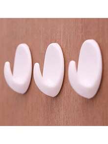 5pcs/10pcs Reusable Oval Sticky Wall Hooks, Heavy Duty Practical Hanging Hooks For Room, Home, Kitchen, Bathroom, Bedroom Decor - View 1
