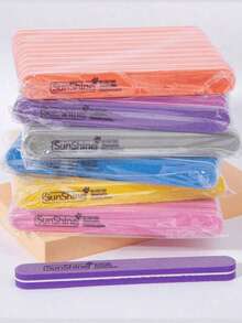 5/10pcs Rectangular Nail File Set, 0.47 Inch Thick Nail File, Gel Nail Sponge Washable Double-Sided 100/180 Grit Nail Buffer & Polisher - Multicolor - View 2