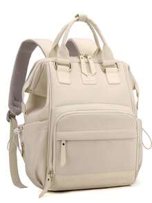 1 pieza Mochila tipo bolso de maternidad con múltiples compartimentos, cierre con cremallera, de estilo minimalista, de metal, nailon impermeable y gran capacidad, para viajes y uso diario de madres e hijos - Multicolor - Ver 16