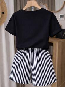 Conjunto Casual Marino Rayas Chic - Negro - Ver 2