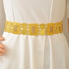 Dây đeo eo thời trang, dây đeo thân nhiều lớp mạ vàng cổ điển, phụ kiện thắt lưng kiểu Trung Đông dành cho cô dâu, dự tiệc và đám cưới. - Vàng - Xem 15