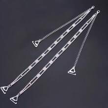 2pcs Minimalist Fashion Crystal Metal Chest Strap, Crystal Bustier Strap, Off-Shoulder Body Chain - Silver 2PCS - View 6