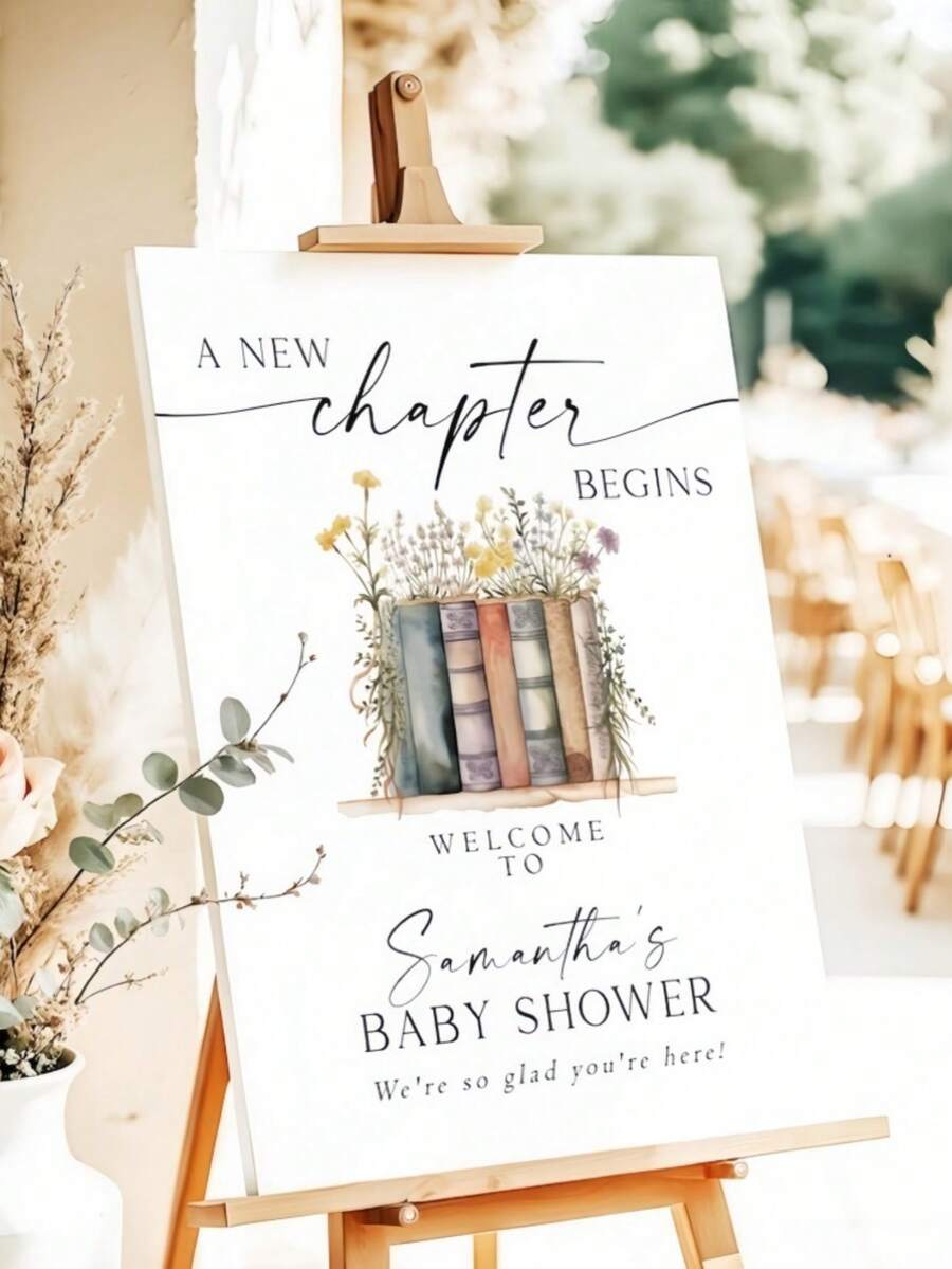1 pieza Cartel de bienvenida personalizado para baby shower, marco de fotos de madera personalizado, póster de lienzo con diseño artístico y moderno, adecuado para regalos de cumpleaños, bodas y parejas, decoración de pared interior - Multicolor - Ver 1