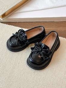 1 par de zapatos planos para niños con diseño de perlas y lazo negro, con suela suave y antideslizante, adecuados para primavera, verano, otoño e invierno - Negro - Ver 6