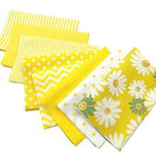 8 piezas de tela de algodón con estampado de girasoles amarillos brillantes, lunares y rayas, surtido de 20*25cm/40*50cm de la serie amarilla para patchwork, manualidades de verano DIY, decoración y costura, lavable a máquina - B - Ver 2