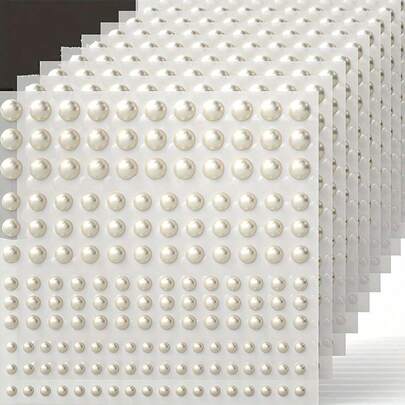 165/330/660pcs Adhesive Pearl Stickers, 4 Sizes, Cream-Colored Pearl Jewelry, Hair, Mobile Phone Decoration, 0.12 Inches/0.16 Inches/0.20 Inches/0.24 Inches