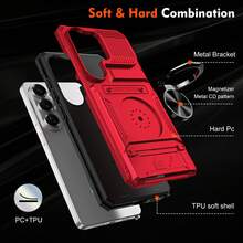 (Card Holder Function) (360° Rotating Stand) Military-Grade Rotating Phone Holder Stand + Shockproof Phone Case,Compatible With Apple 11/12/13/14/15/16 Pro Max, Galaxy S22/23/24/25+ And More - Red - View 6