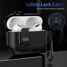 Funda protectora inalámbrica Bluetooth para auriculares Apple con hebilla de bloqueo, soporte y clip, funda protectora de TPU anti-caída compatible con Apple 1/2/3/4/Pro3/Pro2, funda protectora a prueba de golpes - Negro - Ver 6