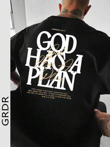 GRDR Men's Summer Religious Graphic Print Casual Round Neck Short Sleeve T-Shirt, Comfortable & Fashionable - Black - View 2