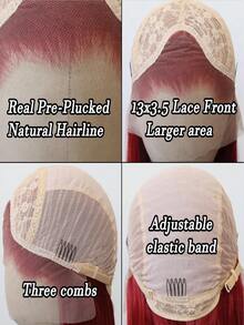 Unisex Adult Synthetic Lace Front Wig, 13x3 - Pre-Plucked, Heat Resistant Fiber, Long Straight Hair Basic Style, 180% Density, Available In Honey Blonde, Chocolate Brown, Platinum Blonde - Multicolor - View 10