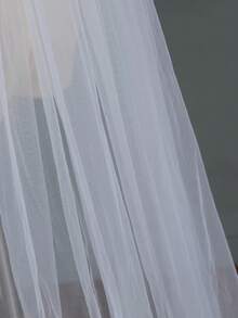 1pc Women's Multifunctional Single-Layer Transparent Wedding Veil, Bridal Soft Tulle Headpiece, Warm Beige Color, Floor-Length Free-Style Headband - Multicolor - View 8