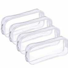 Hộp bút trong suốt, túi đựng đồ vệ sinh cá nhân trong suốt, hộp bút thi cử trong suốt, túi đựng mỹ phẩm du lịch bằng PVC trong suốt có khóa kéo. - Nhiều màu - Xem 1