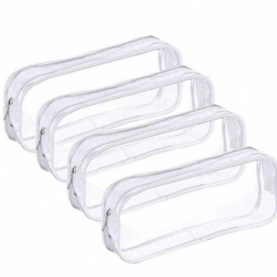 Hộp bút trong suốt, túi đựng đồ vệ sinh cá nhân trong suốt, hộp bút thi cử trong suốt, túi đựng mỹ phẩm du lịch bằng PVC trong suốt có khóa kéo. - Nhiều màu - Xem 1